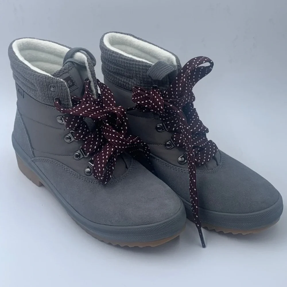 Keds Camp Boot Womens 7.5 Gray Suede Water Resistant Thinsulate Ankle WH65575